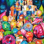 Sharon Tiernan - Still Life Glass Baubles and Wooden Blocks